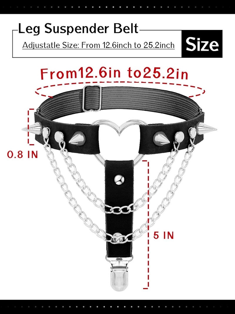Lorealri Store Thigh High Garter Belt Adjustable Rock Heart Gothic Leg Suspender Belts Rave Party Thigh Lingerie for Women(2 PCs) - Image 4